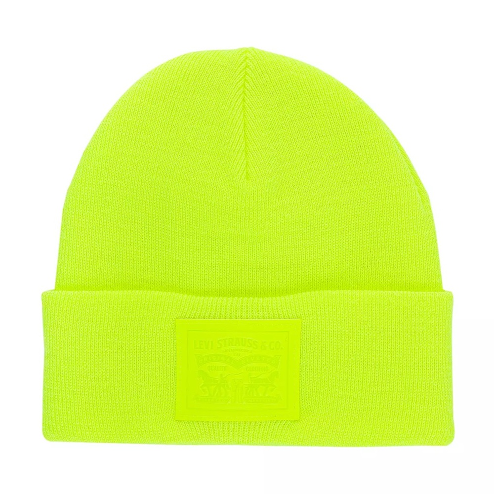 Levi's Neon Yellow Beanie TWO HORSE PULL PATCH BEANIE
